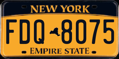 NY license plate FDQ8075