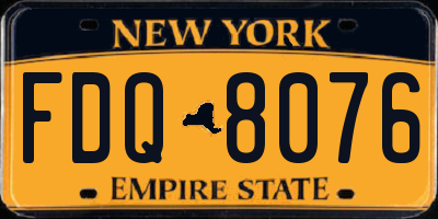 NY license plate FDQ8076