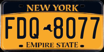 NY license plate FDQ8077