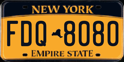 NY license plate FDQ8080