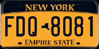 NY license plate FDQ8081