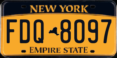 NY license plate FDQ8097