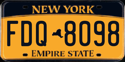 NY license plate FDQ8098