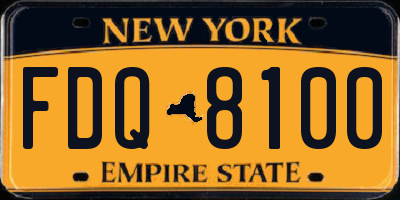 NY license plate FDQ8100