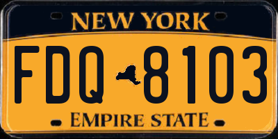 NY license plate FDQ8103