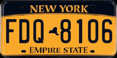 NY license plate FDQ8106