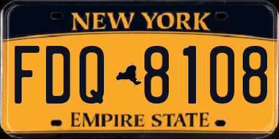 NY license plate FDQ8108