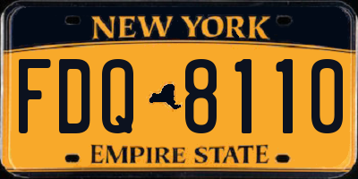 NY license plate FDQ8110