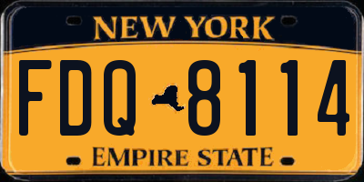 NY license plate FDQ8114