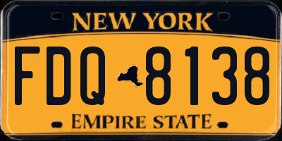 NY license plate FDQ8138