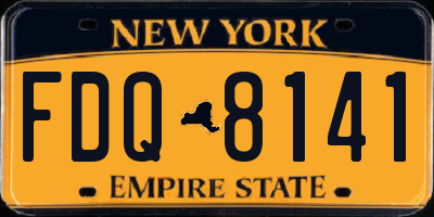NY license plate FDQ8141