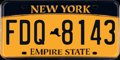 NY license plate FDQ8143