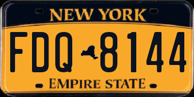 NY license plate FDQ8144