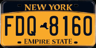 NY license plate FDQ8160