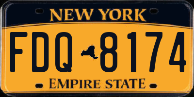 NY license plate FDQ8174