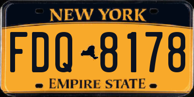 NY license plate FDQ8178