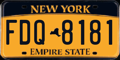 NY license plate FDQ8181