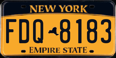 NY license plate FDQ8183