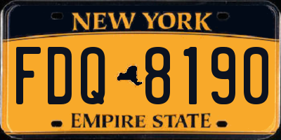 NY license plate FDQ8190