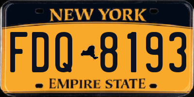 NY license plate FDQ8193