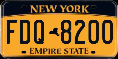 NY license plate FDQ8200