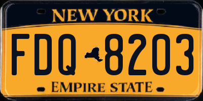NY license plate FDQ8203