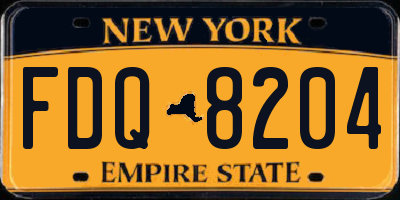 NY license plate FDQ8204