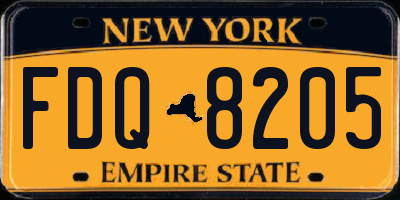 NY license plate FDQ8205