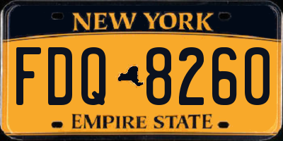 NY license plate FDQ8260