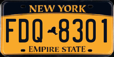 NY license plate FDQ8301