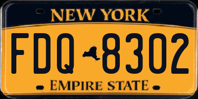 NY license plate FDQ8302
