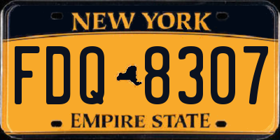 NY license plate FDQ8307