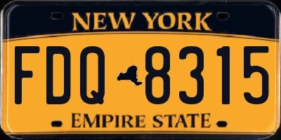 NY license plate FDQ8315