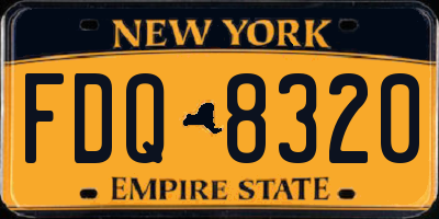 NY license plate FDQ8320