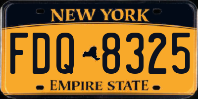 NY license plate FDQ8325