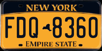 NY license plate FDQ8360