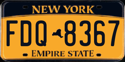 NY license plate FDQ8367