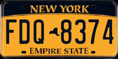 NY license plate FDQ8374