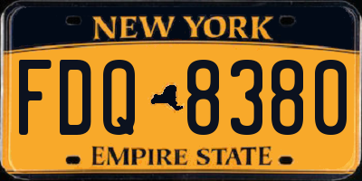 NY license plate FDQ8380
