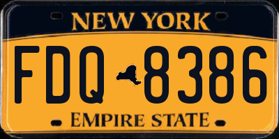 NY license plate FDQ8386