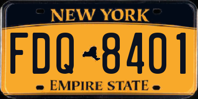 NY license plate FDQ8401