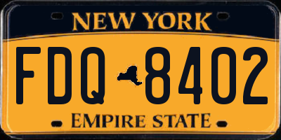 NY license plate FDQ8402