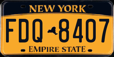NY license plate FDQ8407