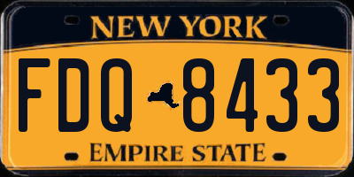 NY license plate FDQ8433