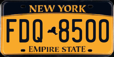 NY license plate FDQ8500