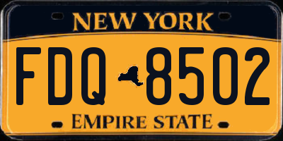 NY license plate FDQ8502