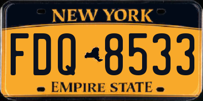NY license plate FDQ8533