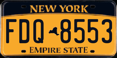 NY license plate FDQ8553