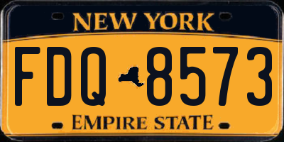 NY license plate FDQ8573