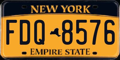 NY license plate FDQ8576